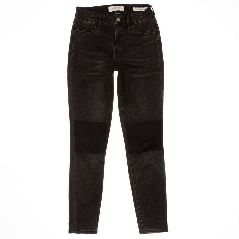 Pacsun High Rise Ankle Jegging Size 24 Womens Black Power Stretch Denim 24x26